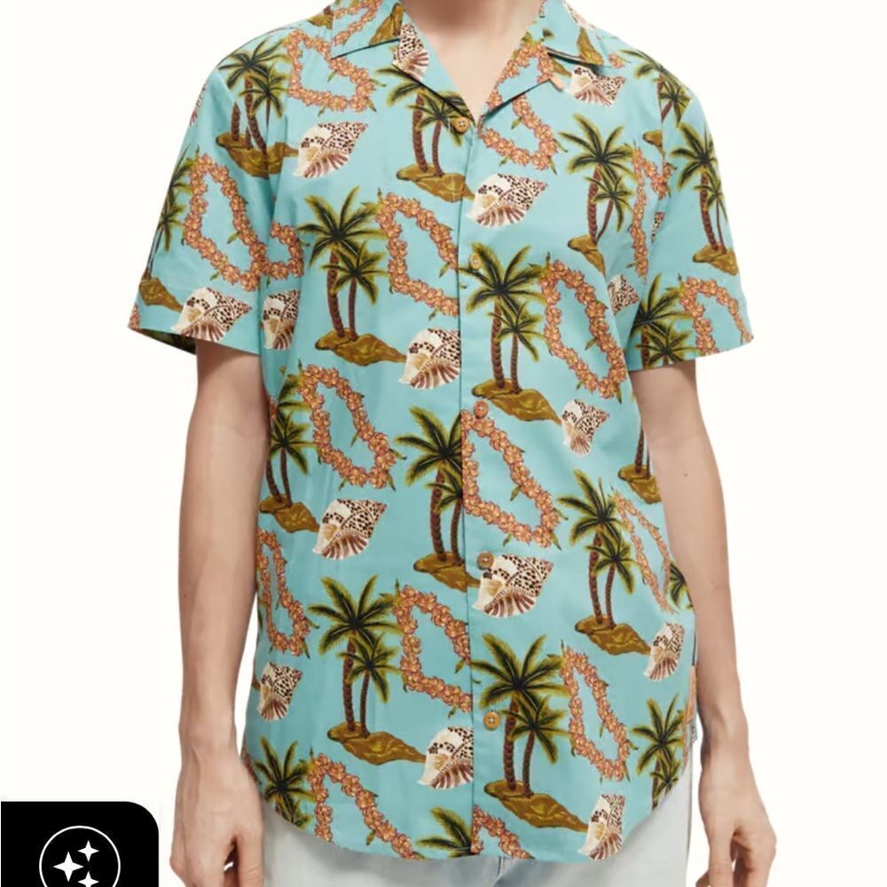 Scotch & Soda Regular-Fit Floral Print Poplin Shirt sz M